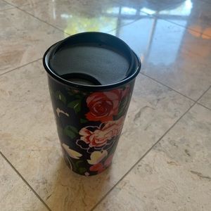 2018 Starbucks bando Floral Double Wall Ceramic Mug W/ Lid Tumbler 12 fl oz Blue